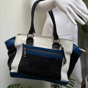 AUDREY BROOKE Color Block Leather Bag
